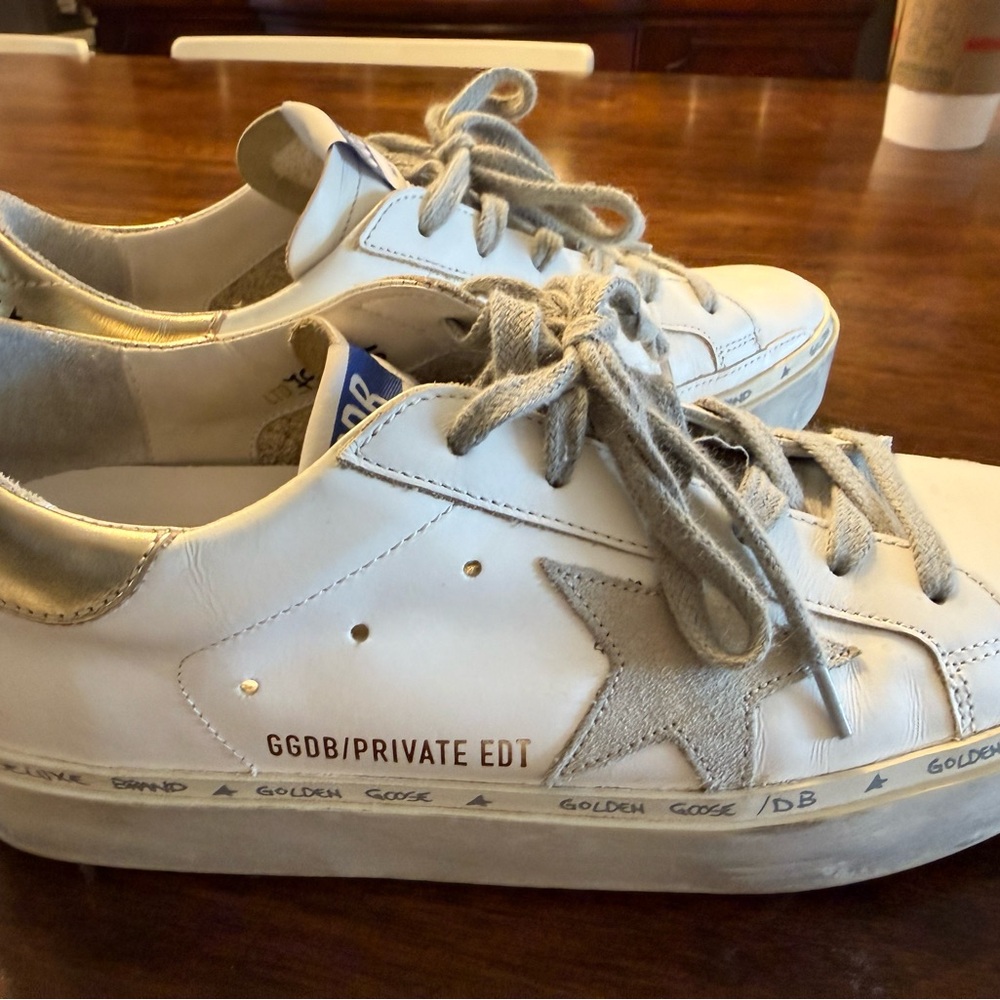 Golden Goose Hi Star Sneakers with Gold and Gray Accents Women’s Size 37 - Picture 2 of 7